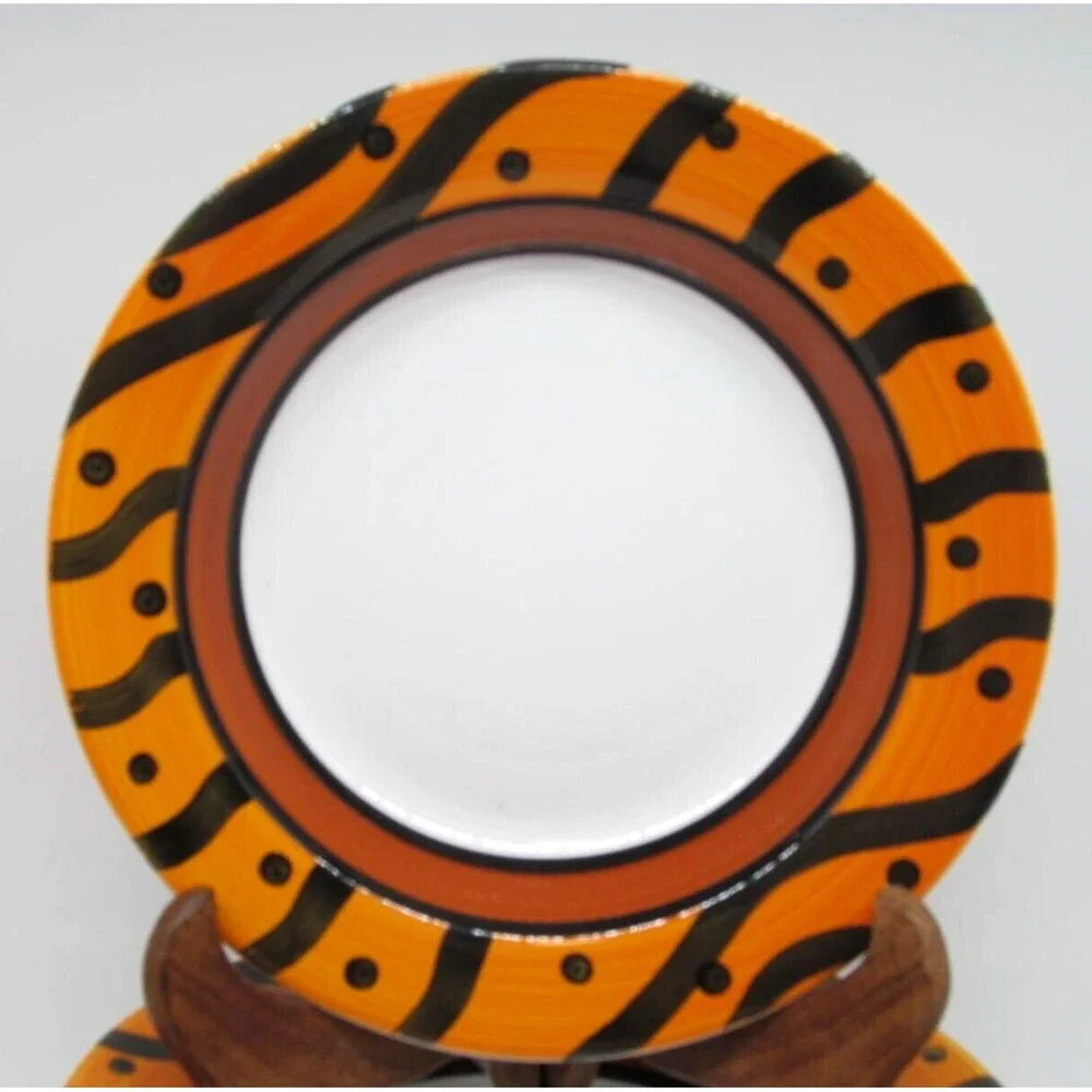 Pier 1 Soup Bowl Italy orange stripes and dots 9